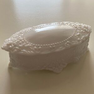 Vintage milk glass trinket box
